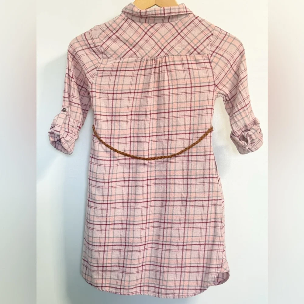 Japna Kids Pink Plaid Flannel Shirt Dress Girls Size 10 Cotton School Fall